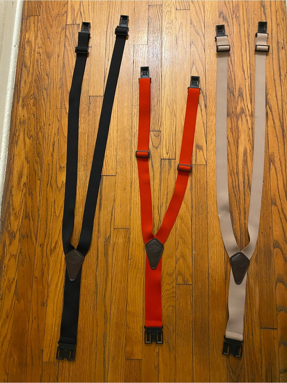 Dickies Men's Workwear Suspenders Lot of 3 Red Black Khaki 1.5” Width $75 Value